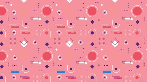 Memphis Style looping geometric background pattern