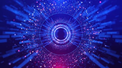 Futuristic Digital Tunnel Animation with Flowing Particle Lights