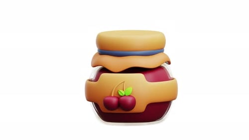 3d Animation Jar Cherry Jam Fruit Sweet Food