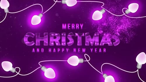 Merry Christmas and Happy New Year Glowing Lights Title Animation