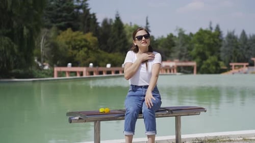 Woman with allergies itches.