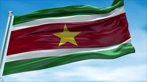 Suriname Flag Waving Realistic Loop