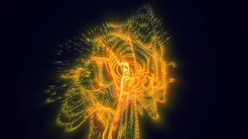 Bright yellow energy swirls glowing in dark space, evoking creativity and power