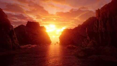4k Sonnenuntergang unter den Felsen
