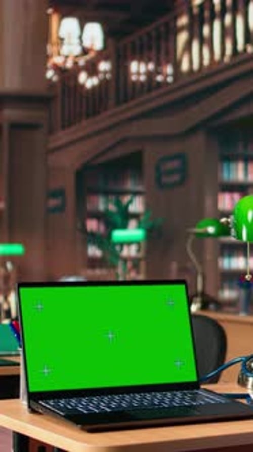 Vertical Video African American Male Nurse Studies Anatomy Textbooks Next to Green Screen