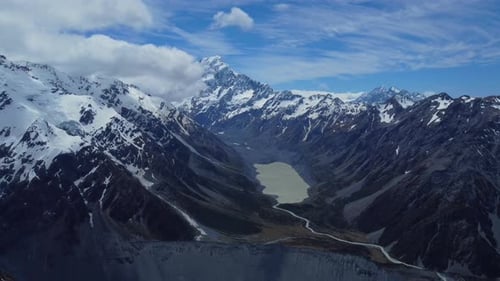 Drone towards Mt Cook 4k