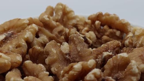 Walnut close up rotate in a circle. Video 4K