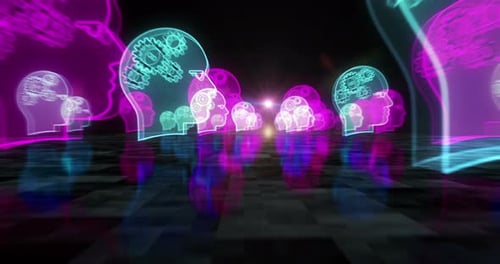 Artificial intelligence technology AI symbols loop cyber concept