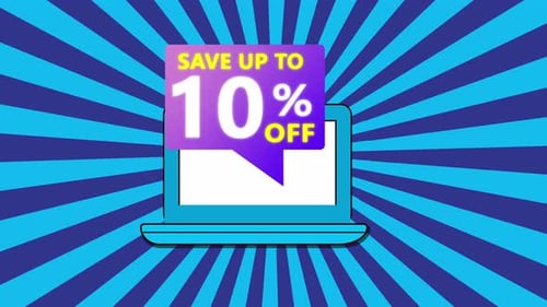 Save 10 Percent Off Offer Pop-Up on Laptop Screen Animation