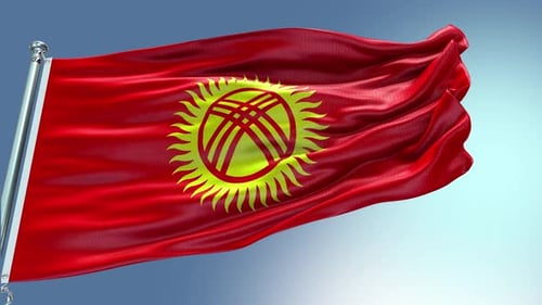 Kyrgyzstan Flag Waving Seamless Loop Animation