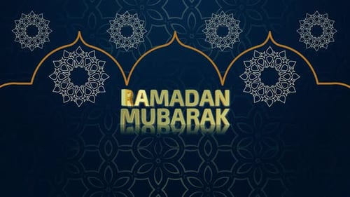 Golden Ramadan Mubarak Title with Islamic Geometric Patterns