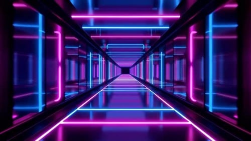 Futuristic Neon Light Tunnel Loop