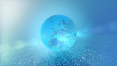 Rotating Digital Globe Highlights Ukraine on World Map