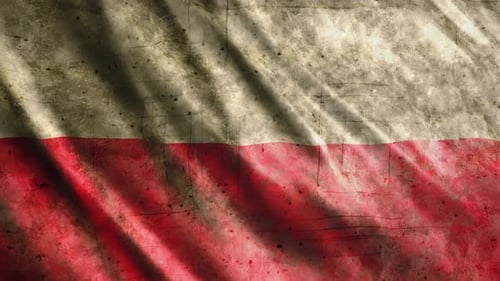 Distressed Grunge White Red Flag Waving Animation