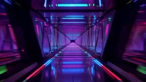 Boucle de tunnel cyberpunk futuriste au néon