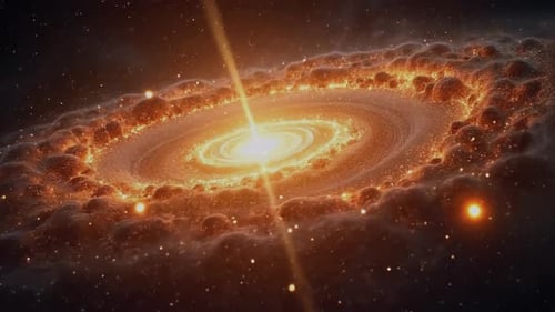 Abstract Glowing Galaxy with Energy Beam in Space