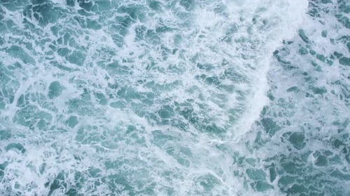 Top View of Crashing Waves in the Sea