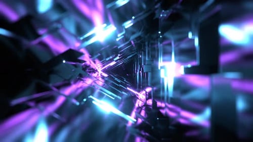 Turquoise And Purple Fantasy Triangle Tunnel With Changing Lighting VJ Loop In 4K