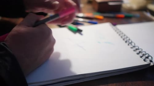 Hand Sketches Colorful Drawings in Notebook