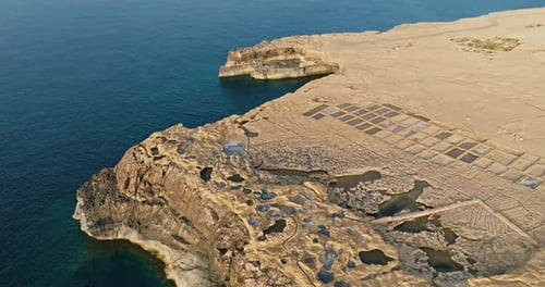 Salt Plant in Zebbug on the Island of Gozo Malta Aerial View