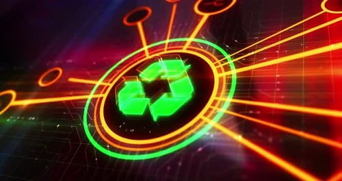 Digitales 3D-Konzept mit Recyclingsymbol