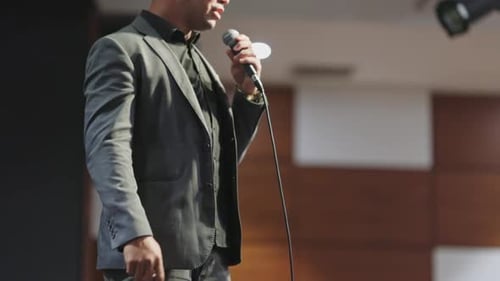 Man Giving Presentation at a Corporate Event