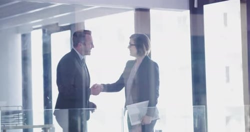 Business People Handshake in Modern Office