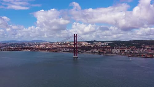 Ponte 25 De Abril Suspension Bridge 25Th of April Bridge Portugal Aerial View