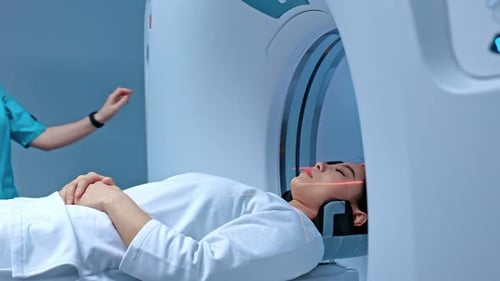Medical CT Scanner Examination with Healthcare Professional
