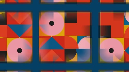 Colorful Retro Ornament with Geometric Shapes