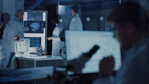 In Technology Research Laboratory: Diverse Team of Industrial Scientists, Engineers, Developers Wor