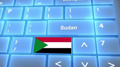 Flagge des Sudan auf den Tasten auf der Tastatur mit Ländernamen