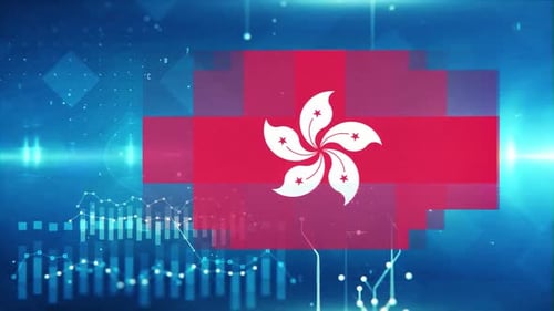 Hong Kong Flag On Economy Background And Graph