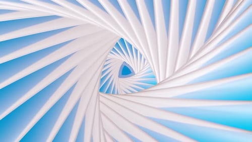 Abstract Rotating Lines in White and Blue Triangle Tunnel Illusion Animation