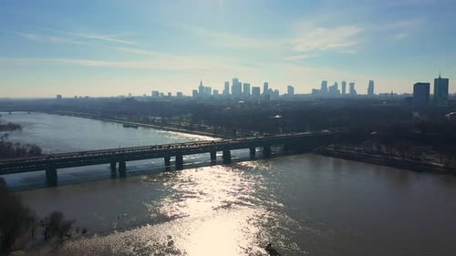 4K Panoramic Aerial view, Warsaw, Poland.
