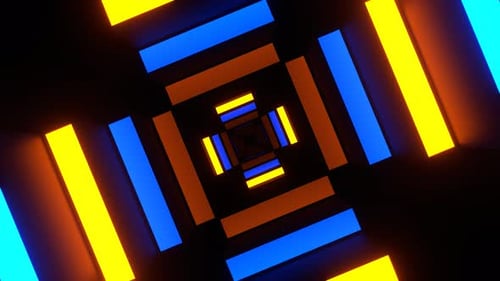 Orange And Blue Neon Stepped Walls Background Vj Loop In 4K