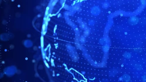 Blue Loop Marble Teamwork Digitale Wolken Erde rotierendes Netzwerk