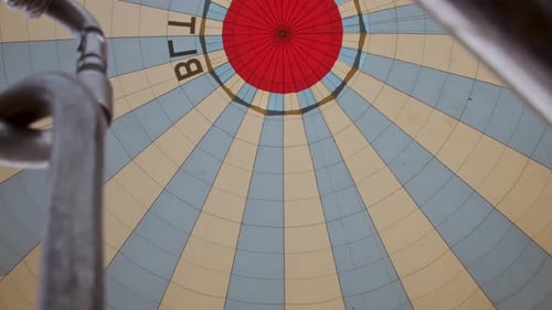 Inside Colorful Hot Air Balloon Envelope Being Inflated