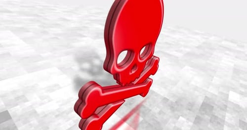 Skull pirates and cyberattack 3d symbol loop seamless