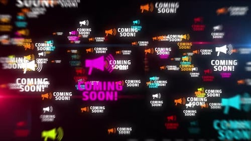 Coming soon symbol tunnel effect fly between