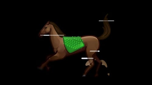 Animated Cartoon Horse Jumping and Running