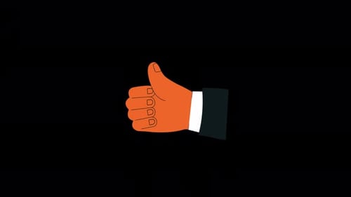 Animated Thumbs Up Hand Gesture in Flat Design Style