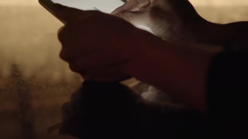 Hands Analyzing Data Charts on Touchscreen Tablet