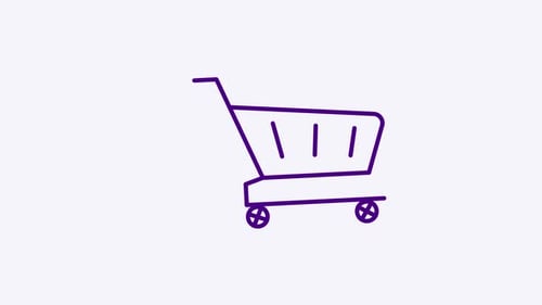 Animated Minimalist Shopping Cart Icon Line Art