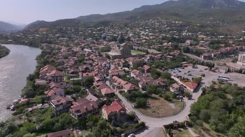 Flying Over The Roofs Of Mtskheta In Georgia