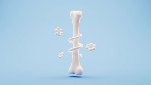 Animated 3D Human Bone with Floating Molecules