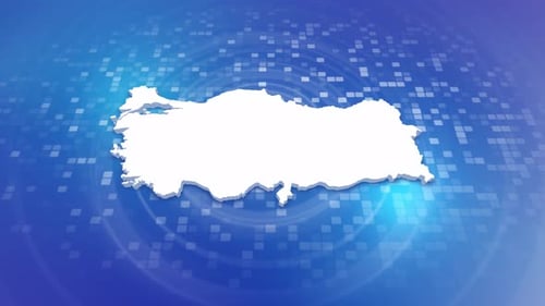 Turkey Country Map Outline Reveal with Digital Tech Background