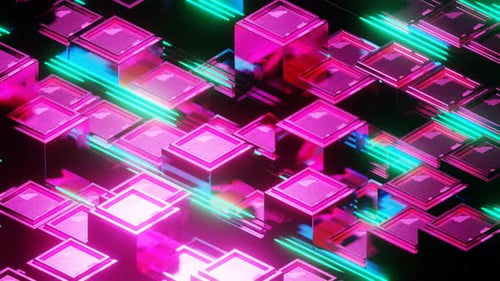 Animation en boucle de mouvement néon de science-fiction rose et turquoise en 4K