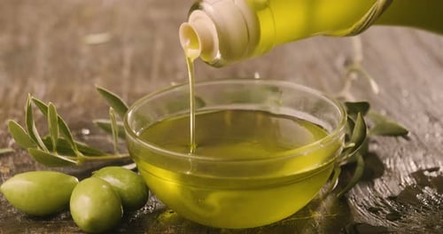 Composition of freshly harvested Italian genuine olives and oil . Concept of: olives, italian food