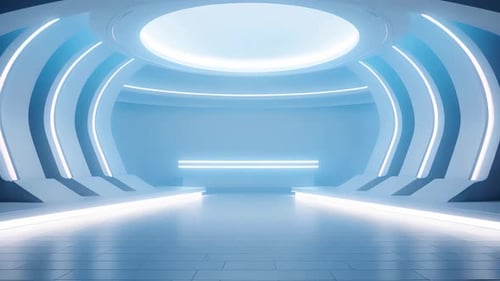 podium Futuristic showcase with platform for product displaying. Empty modern stage display